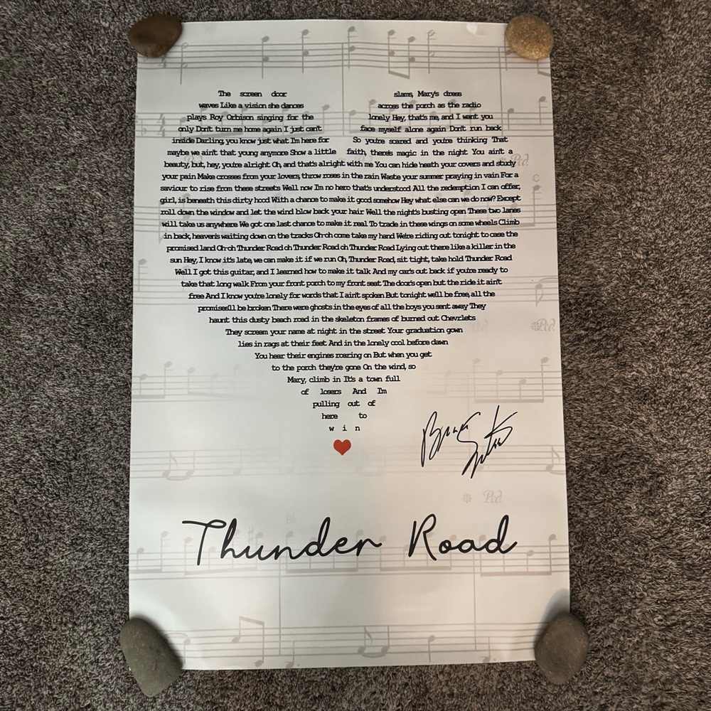 Bruce Springsteen Thunder 36x24 Music Lyric Poster
